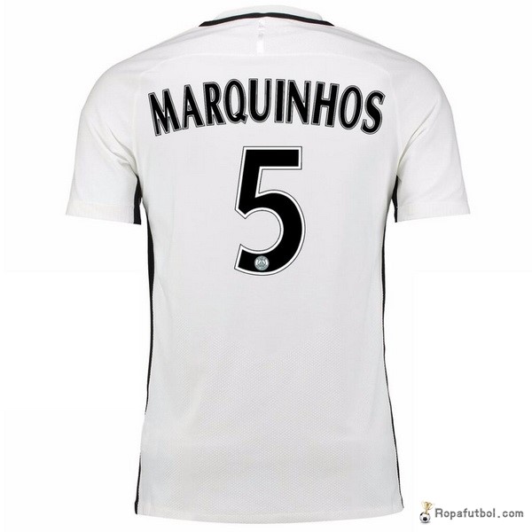 Camiseta Paris Saint Germain Replica Tercera Ropa Marquinhos 2016/17 Blanco